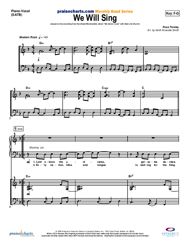 We Will Sing Piano/Vocal (SATB) (New Life Worship)