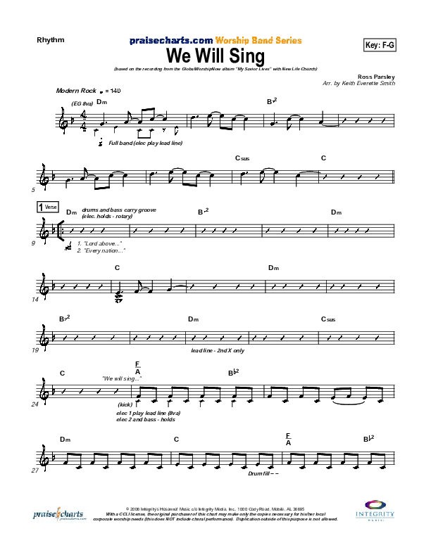 We Will Sing Rhythm Chart (New Life Worship)