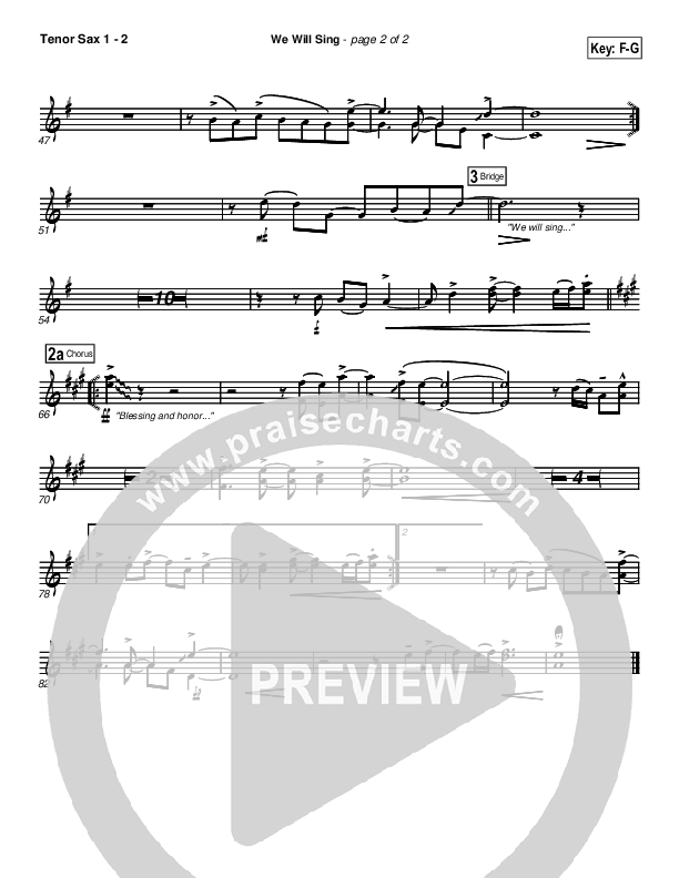 We Will Sing Tenor Sax 1/2 (New Life Worship)