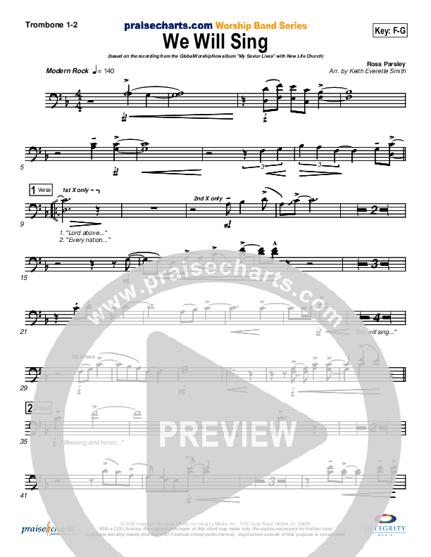 We Will Sing Trombone 1/2 (New Life Worship)