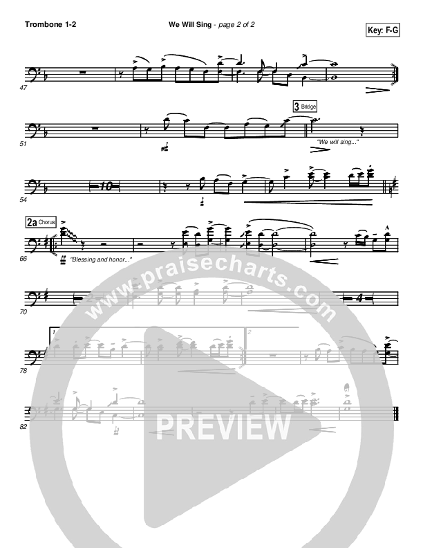 We Will Sing Trombone 1/2 (New Life Worship)
