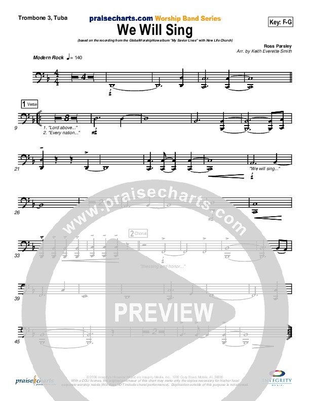 We Will Sing Trombone 3/Tuba (New Life Worship)