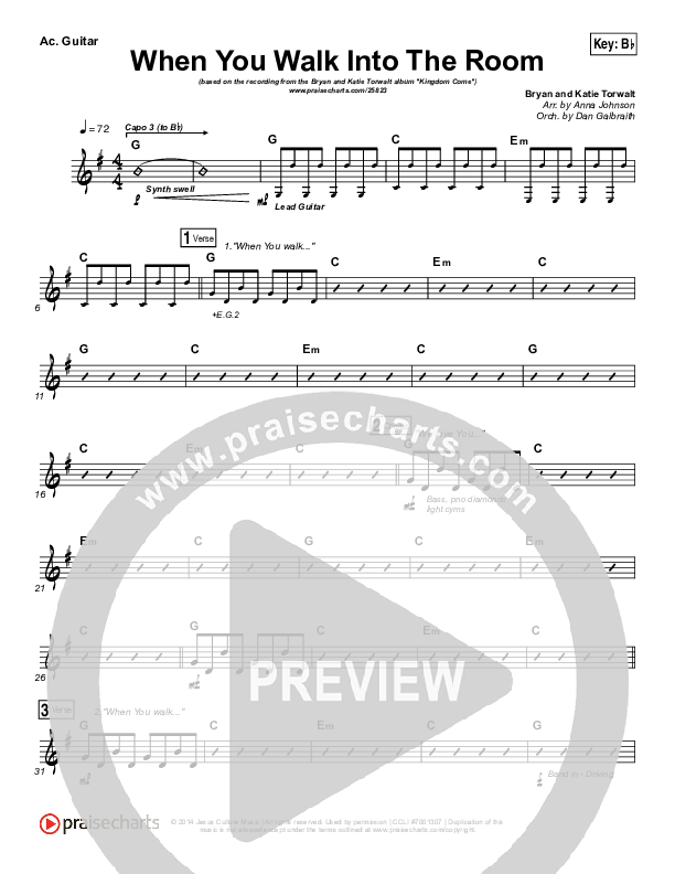 When You Walk Into The Room Rhythm Chart (Bryan & Katie Torwalt)