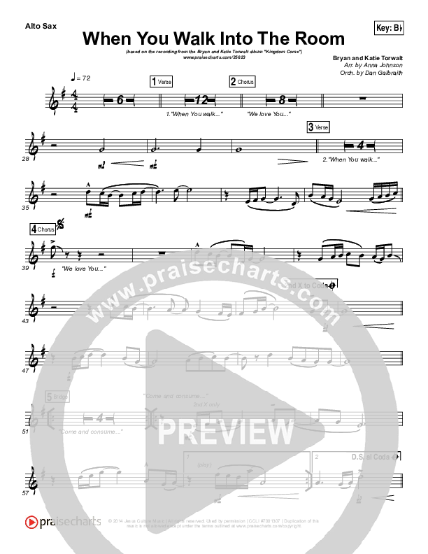 When You Walk Into The Room Alto Sax (Bryan & Katie Torwalt)