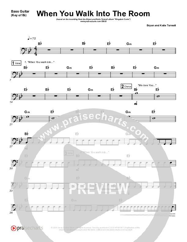 When You Walk Into The Room Bass Guitar (Bryan & Katie Torwalt)