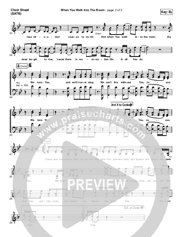 When You Walk Into The Room Choir Vocals (SATB) (Bryan & Katie Torwalt)