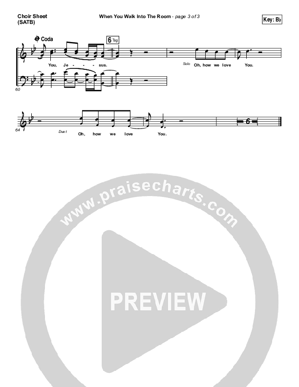 When You Walk Into The Room Choir Vocals (SATB) (Bryan & Katie Torwalt)