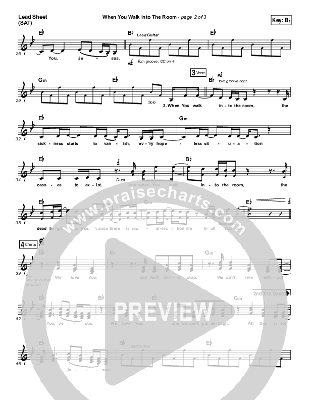 When You Walk Into The Room Lead Sheet (SAT) (Bryan & Katie Torwalt)