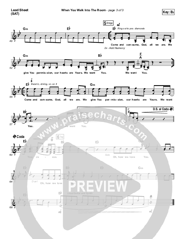 When You Walk Into The Room Lead Sheet (SAT) (Bryan & Katie Torwalt)