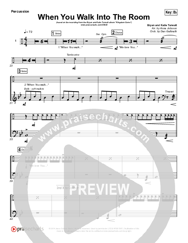 When You Walk Into The Room Percussion (Bryan & Katie Torwalt)