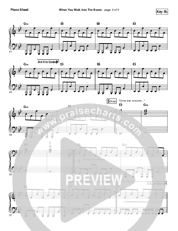 When You Walk Into The Room Piano Sheet (Bryan & Katie Torwalt)