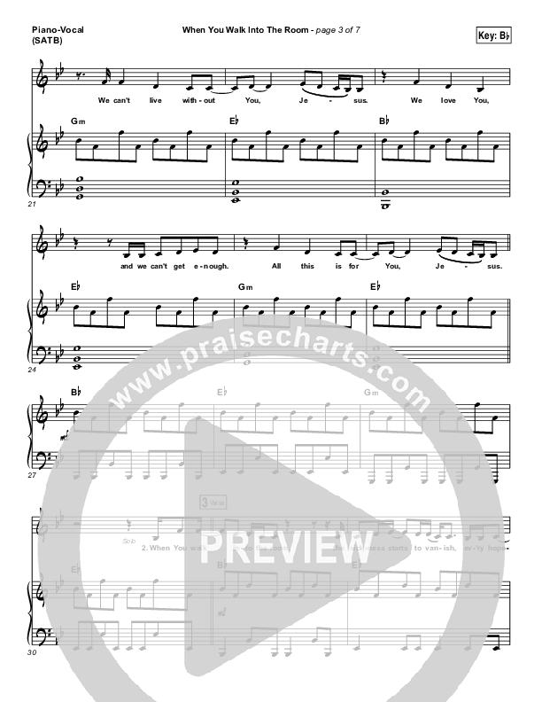 When You Walk Into The Room Piano/Vocal (SATB) (Bryan & Katie Torwalt)