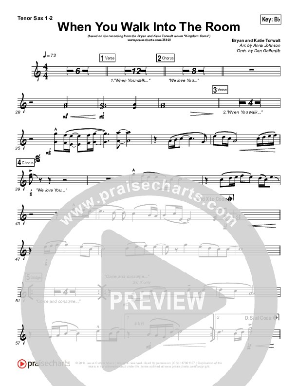 When You Walk Into The Room Tenor Sax 1/2 (Bryan & Katie Torwalt)