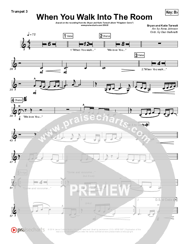 When You Walk Into The Room Trumpet 3 (Bryan & Katie Torwalt)