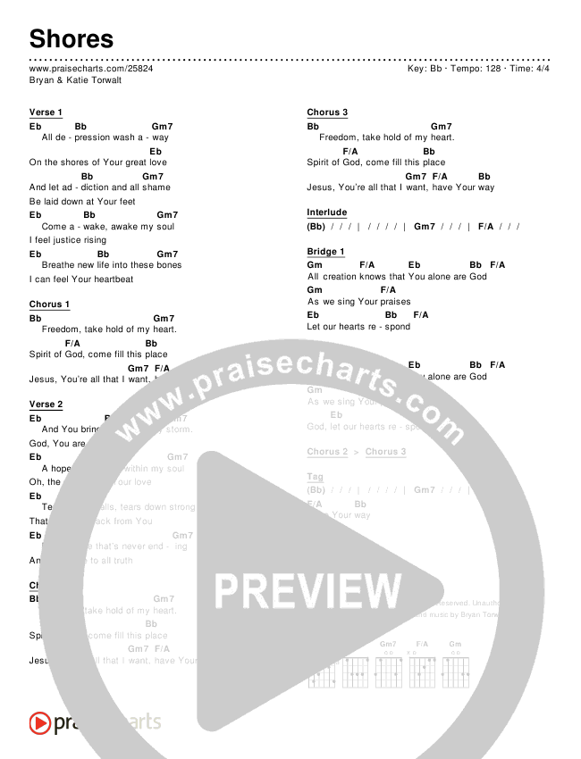Shores Chords & Lyrics (Bryan & Katie Torwalt)
