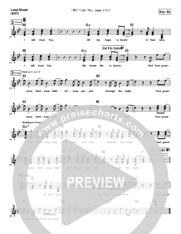 I Will Trust You Lead Sheet (SAT) (Bryan & Katie Torwalt)