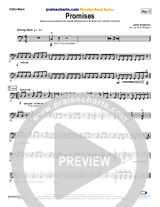Promises Cello/Bass (New Life Worship)