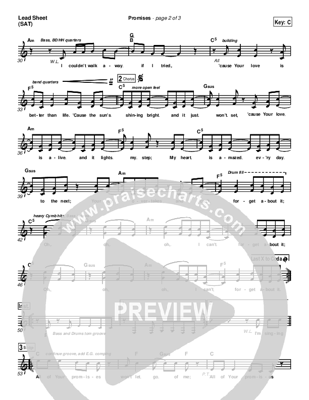 Promises Lead Sheet (New Life Worship)