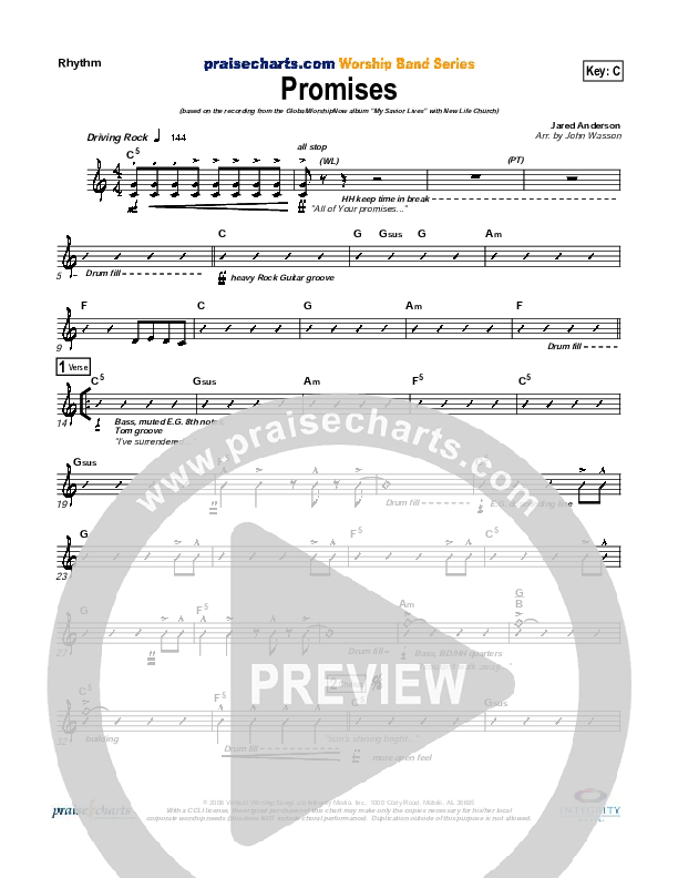 Promises Rhythm Chart (New Life Worship)
