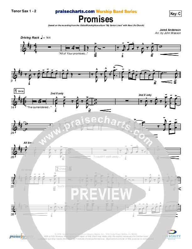 Promises Tenor Sax 1/2 (New Life Worship)