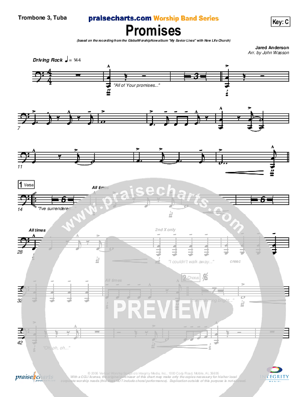 Promises Trombone 3/Tuba (New Life Worship)