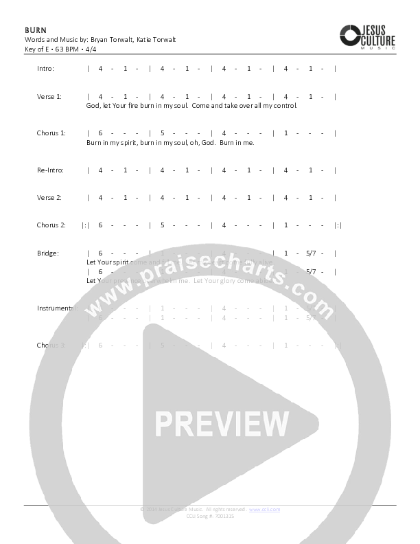 Burn Chords & Lyrics (Bryan & Katie Torwalt)