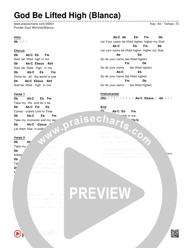 God Be Lifted High (Blanca) Chords & Lyrics (Ponder Dust Worship / Blanca)