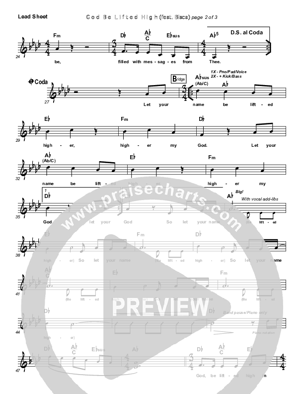 God Be Lifted High (Blanca) Lead Sheet (Ponder Dust Worship / Blanca)