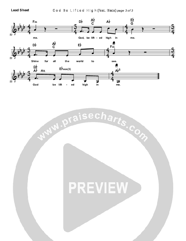God Be Lifted High (Blanca) Lead Sheet (Ponder Dust Worship / Blanca)