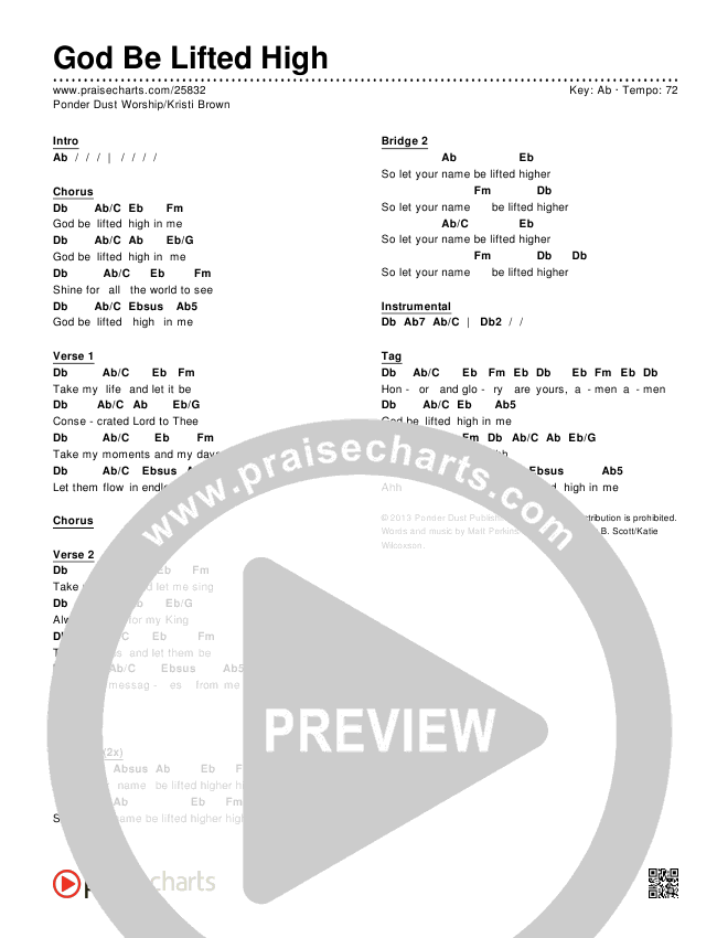 God Be Lifted High Chords & Lyrics (Ponder Dust Worship / Kristi Brown)