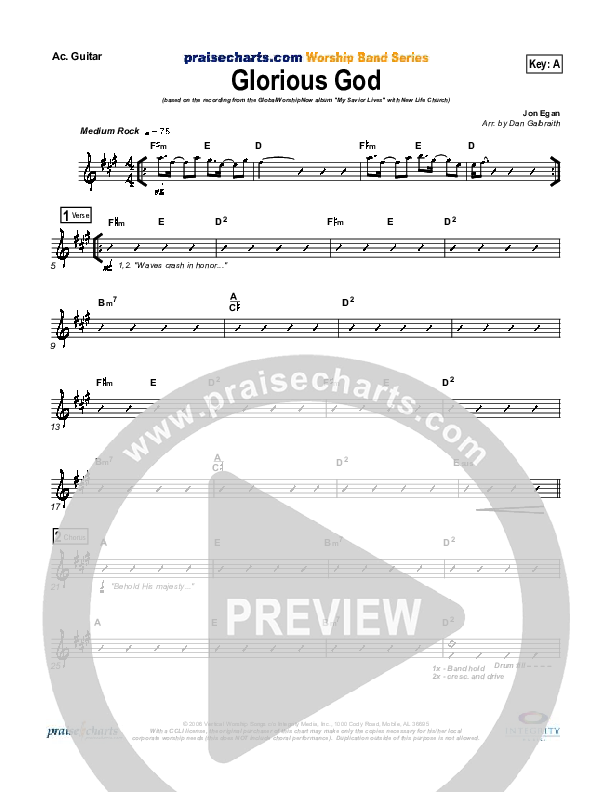 Glorious God Acoustic Guitar (New Life Worship)