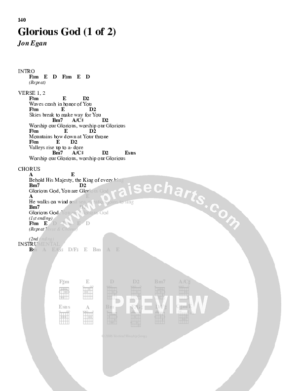 Glorious God Chord Chart (New Life Worship)