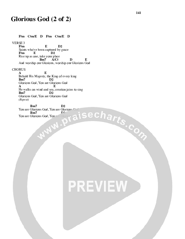 Glorious God Chord Chart (New Life Worship)