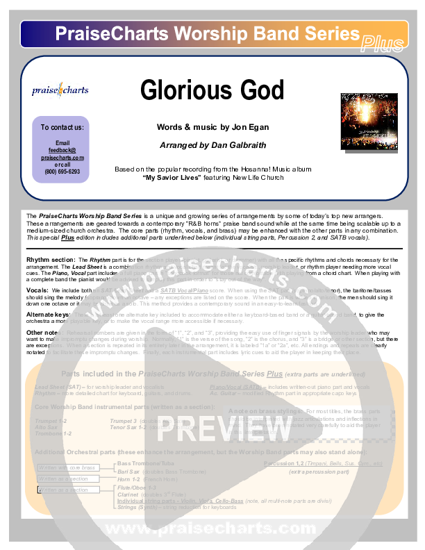 Glorious God Cover Sheet (New Life Worship)