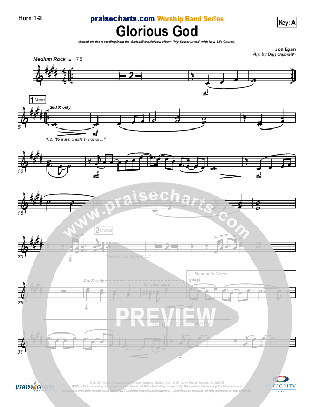 Glorious God French Horn 1/2 (New Life Worship)