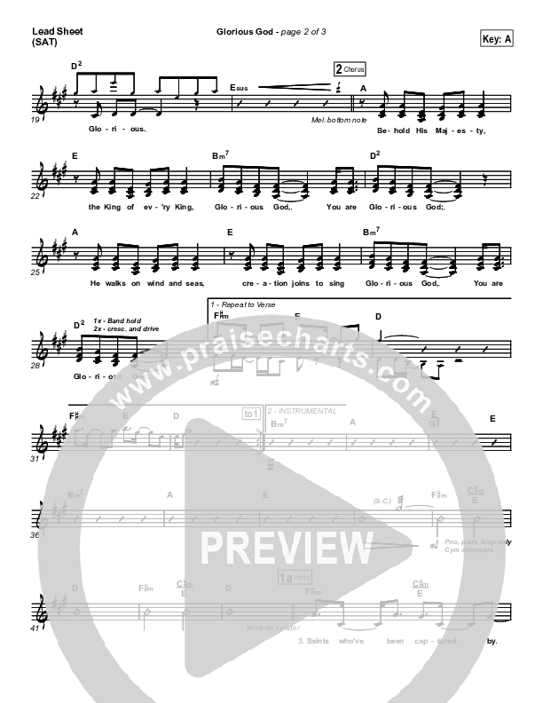 Glorious God Lead Sheet (New Life Worship)