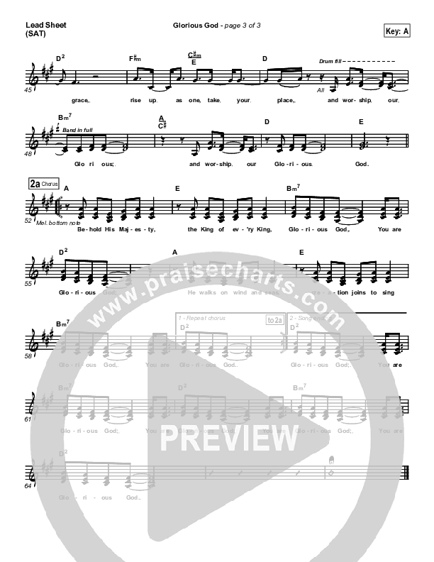 Glorious God Lead Sheet (New Life Worship)