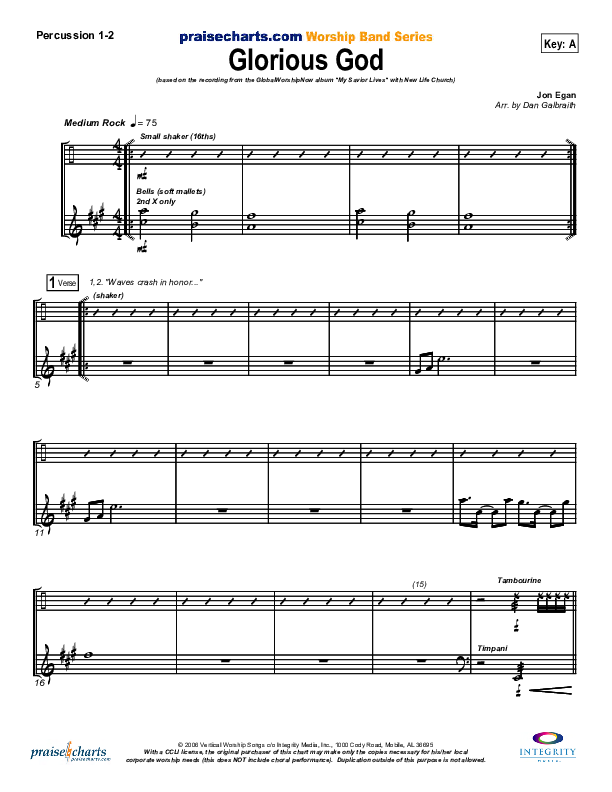Glorious God Percussion 1/2 (New Life Worship)