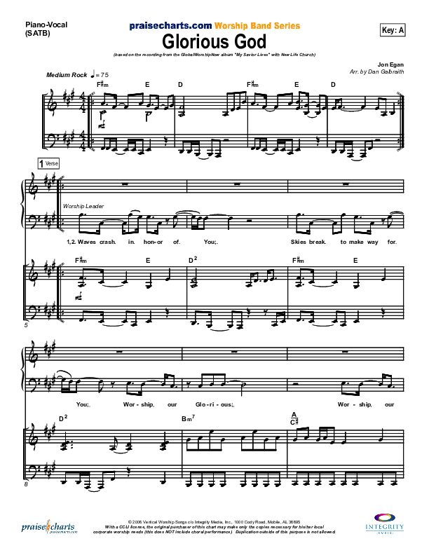 Glorious God Lead & Piano (New Life Worship)