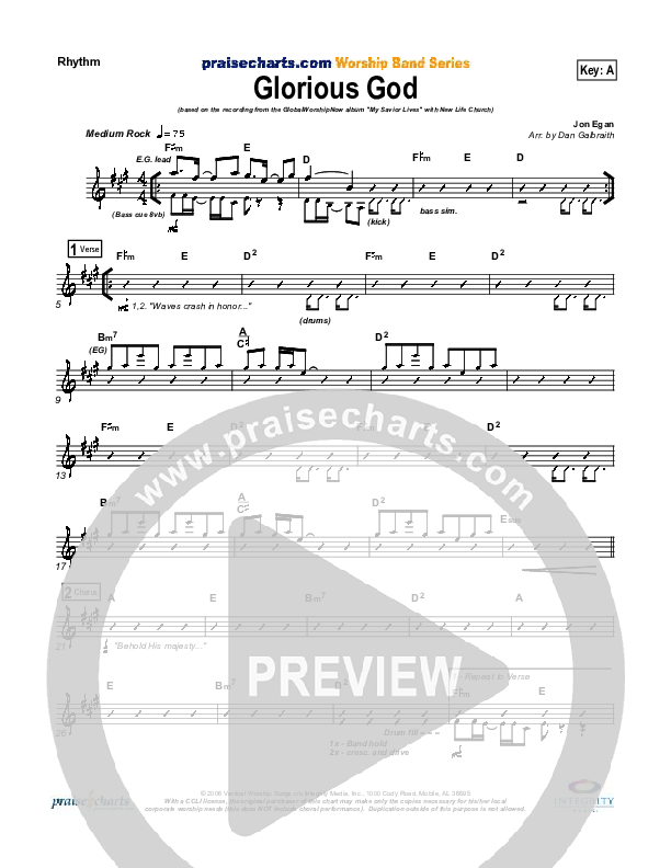 Glorious God Rhythm Chart (New Life Worship)