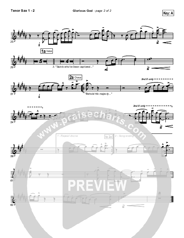 Glorious God Tenor Sax 1/2 (New Life Worship)