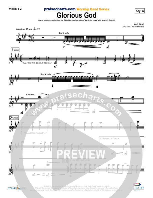 Glorious God Violin 1/2 (New Life Worship)