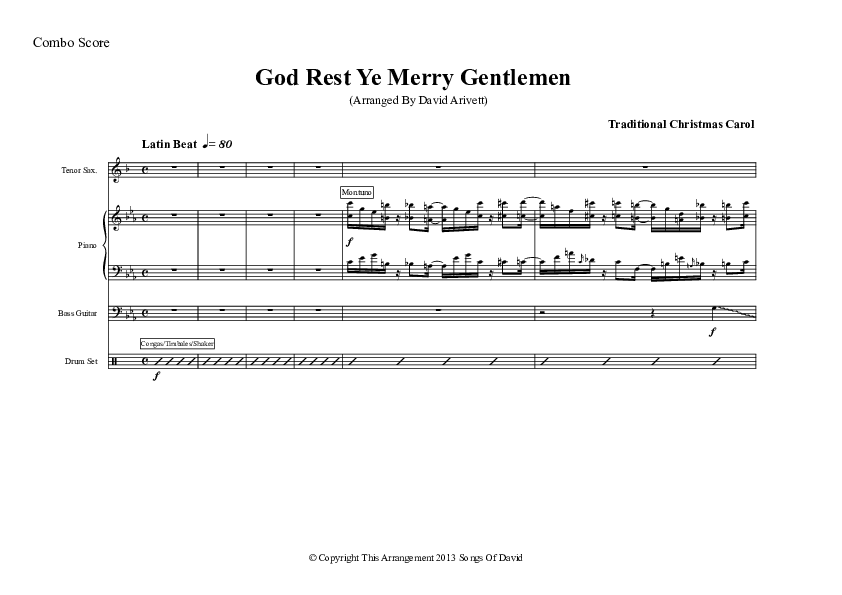 God Rest Ye Merry Gentlemen (Instrumental) Conductor's Score (David Arivett)