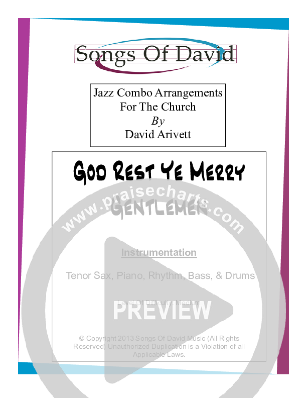 God Rest Ye Merry Gentlemen (Instrumental) Cover Sheet (David Arivett)