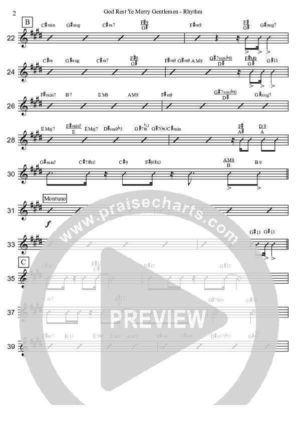 God Rest Ye Merry Gentlemen (Instrumental) Rhythm Chart (David Arivett)