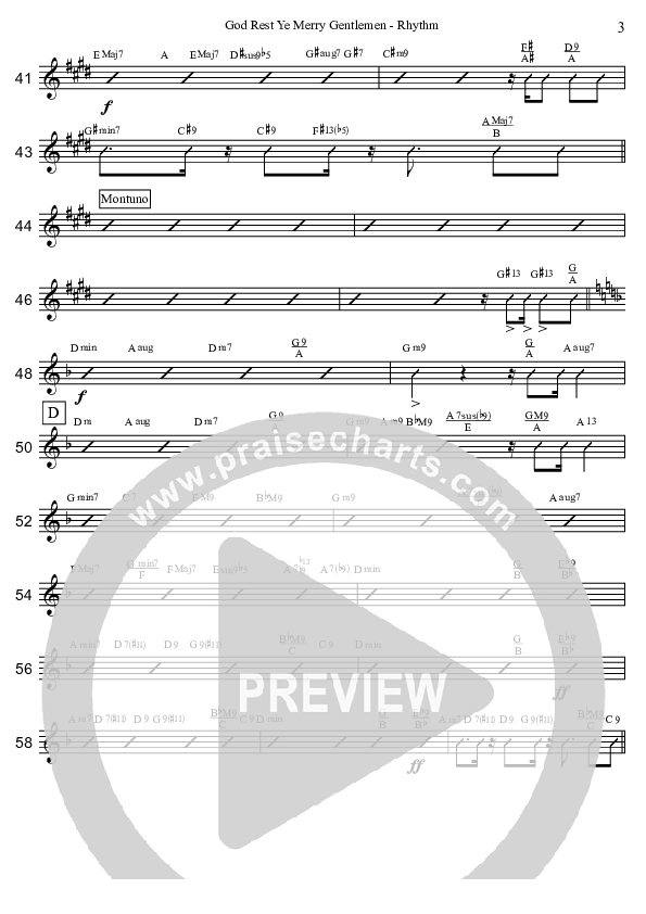 God Rest Ye Merry Gentlemen (Instrumental) Rhythm Chart (David Arivett)