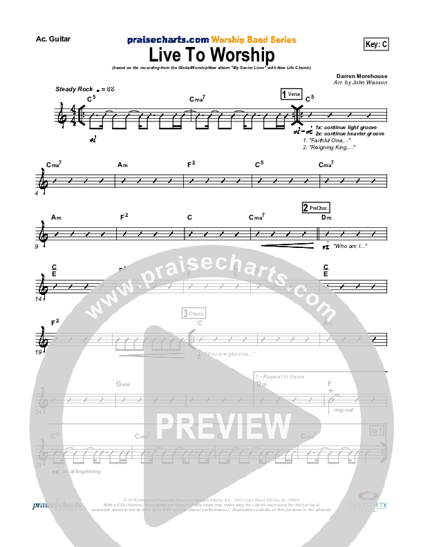 Live To Worship Acoustic Guitar (New Life Worship)