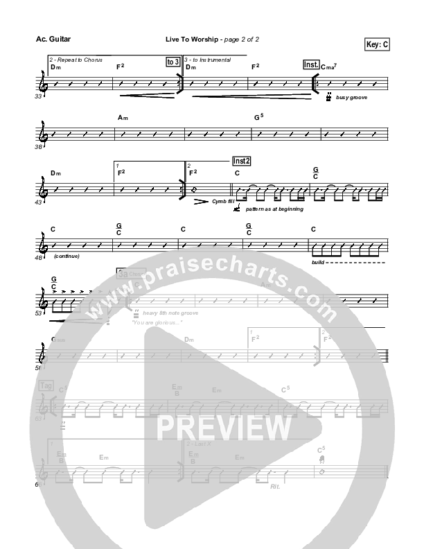 Live To Worship Acoustic Guitar (New Life Worship)