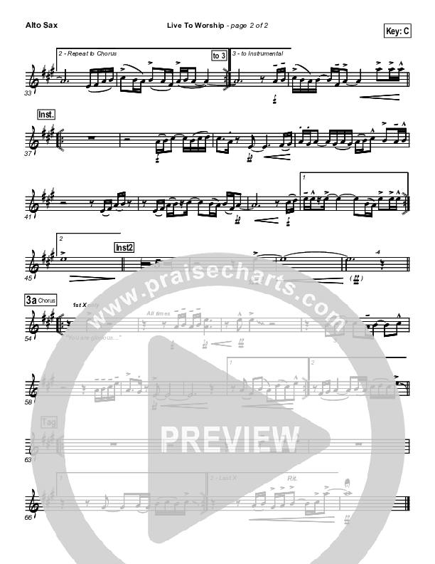 Live To Worship Alto Sax (New Life Worship)