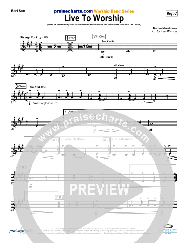 Live To Worship Bari Sax (New Life Worship)